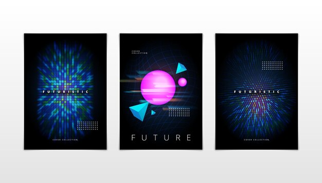 Gradient futuristic cover set