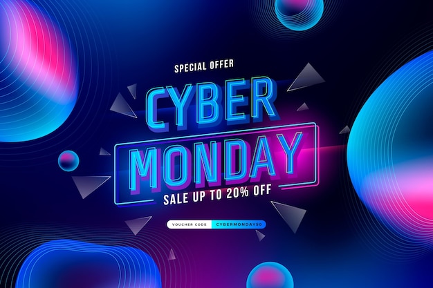 Free Vector gradient futuristic cyber monday background