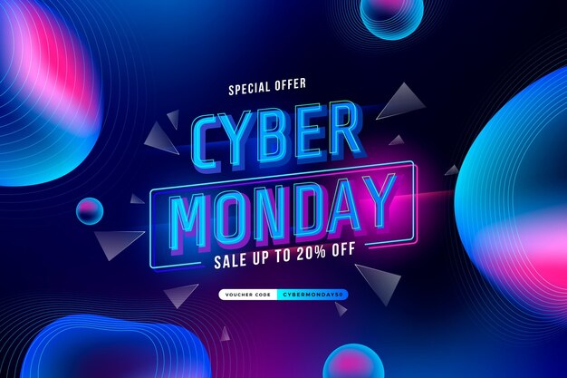 Gradient futuristic cyber monday background