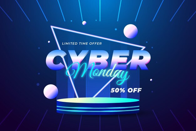 Gradient futuristic cyber monday background