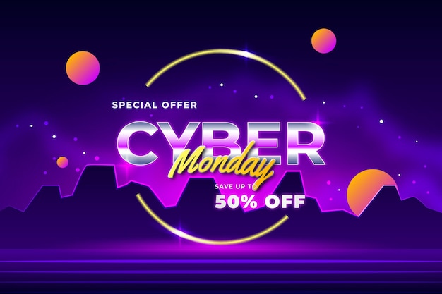 Gradient futuristic cyber monday background