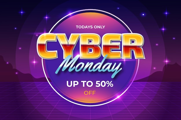 Gradient futuristic cyber monday background