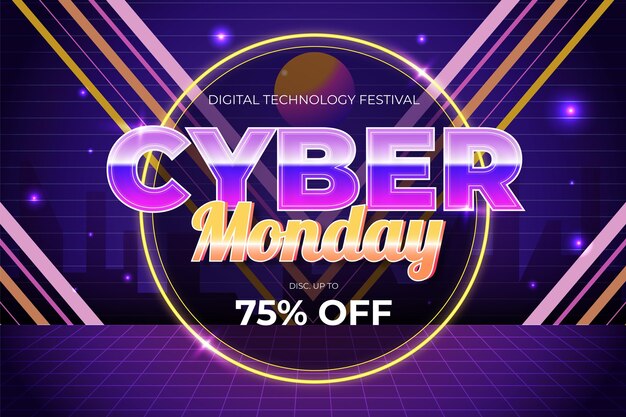 Gradient futuristic cyber monday background