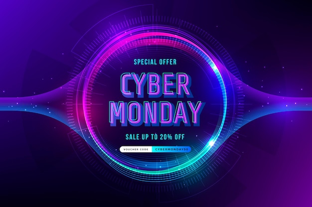 Free vector gradient futuristic cyber monday background