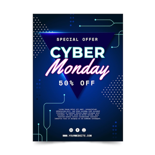 Gradient futuristic cyber monday vertical poster template