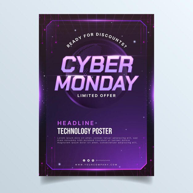 Gradient futuristic cyber monday vertical poster template