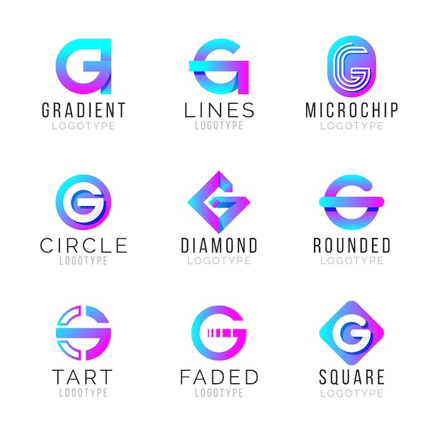 Gradient g letter logo collection