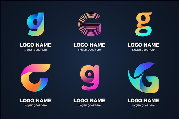 Free vector gradient g letter logo pack