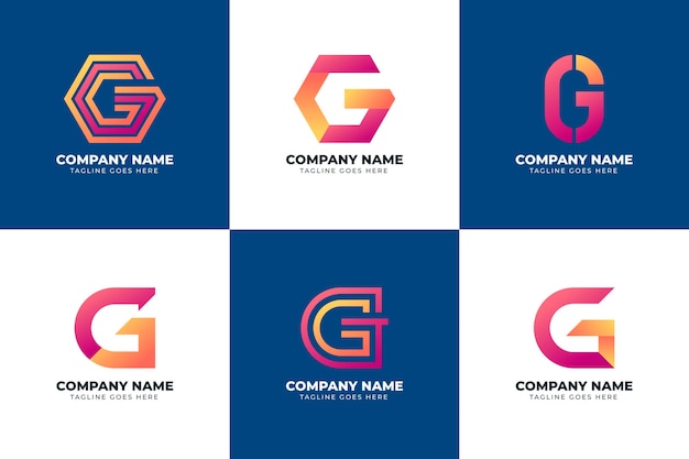 Gradient g letter logo pack