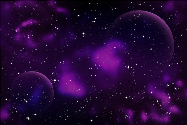 Gradient galaxy background with planets