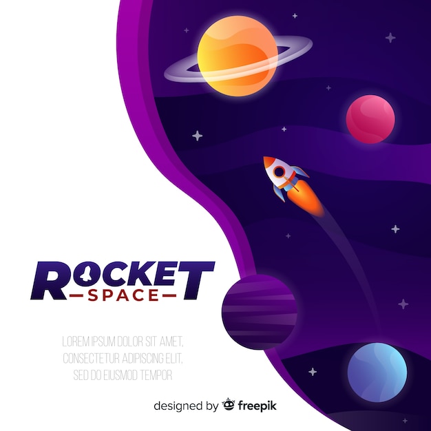 Gradient galaxy background with a rocket