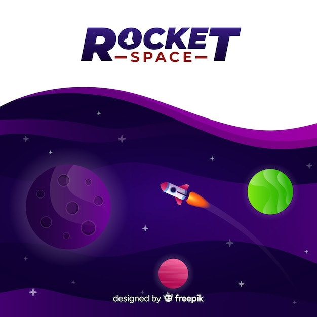 Gradient galaxy background with a rocket