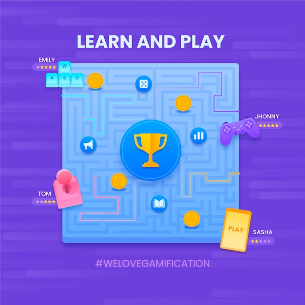 Free Vector gradient gamification illustration