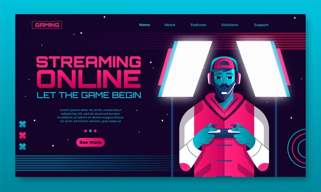 Gradient gaming setup landing page