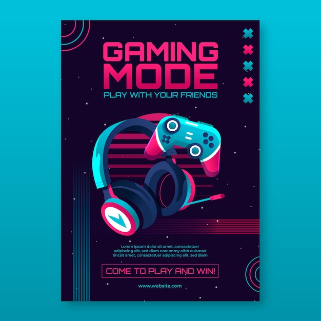 Gradient gaming setup poster template