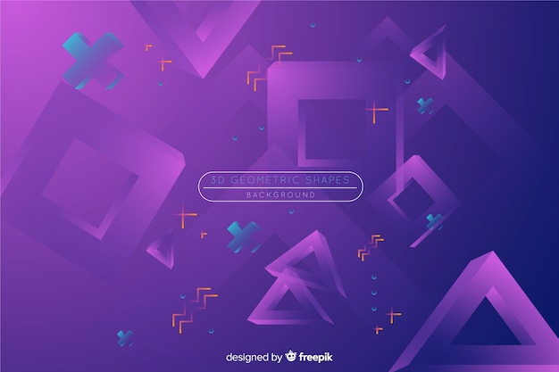 Free vector gradient geometric 3d shapes background