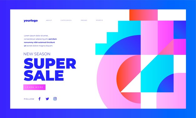 Gradient geometric abstract landing page