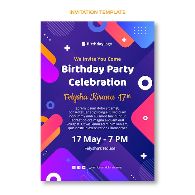 Gradient geometric birthday invitation