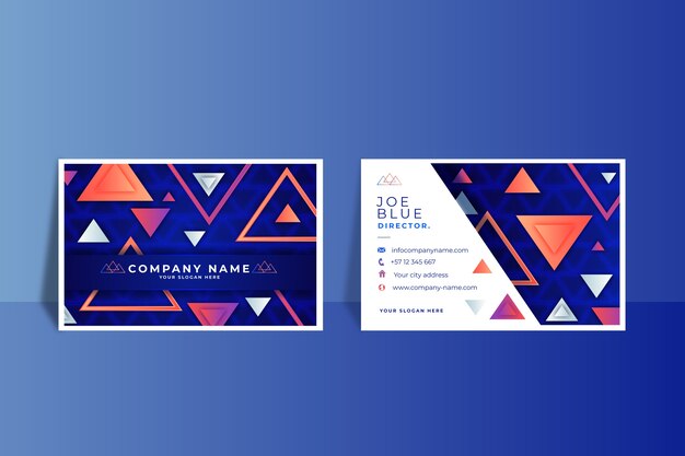 Gradient geometric double-sided horizontal business card template