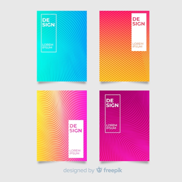 Gradient geometric lines brochure template collection