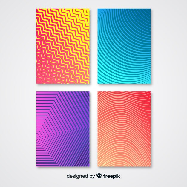 Gradient geometric lines brochure template collection