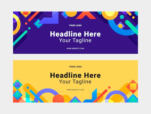 Gradient geometric pattern horizontal banner