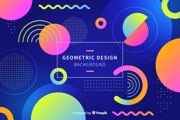 Gradient geometric shapes background in memphis style