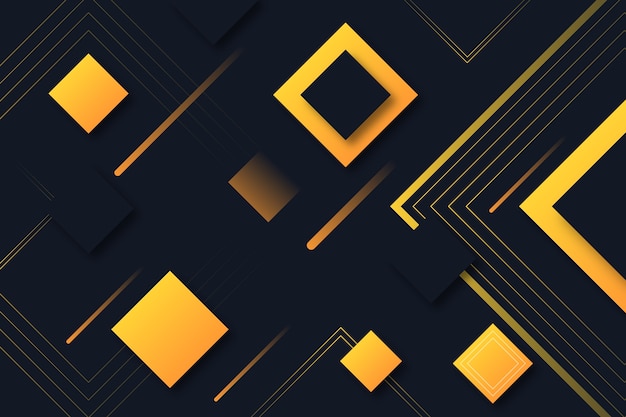 Gradient geometric shapes on dark background concept