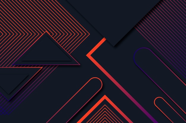 Free vector gradient geometric shapes on dark background design