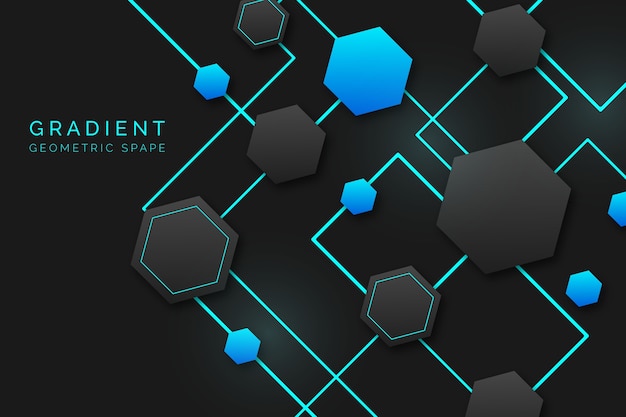 Gradient geometric shapes on dark background