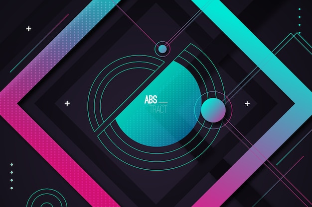 Gradient geometric shapes on dark background