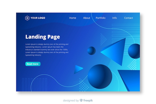 Gradient geometric shapes landing page template