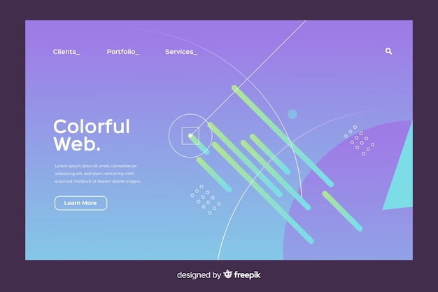 Gradient geometric shapes landing page