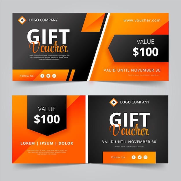 Gradient gift voucher banners template