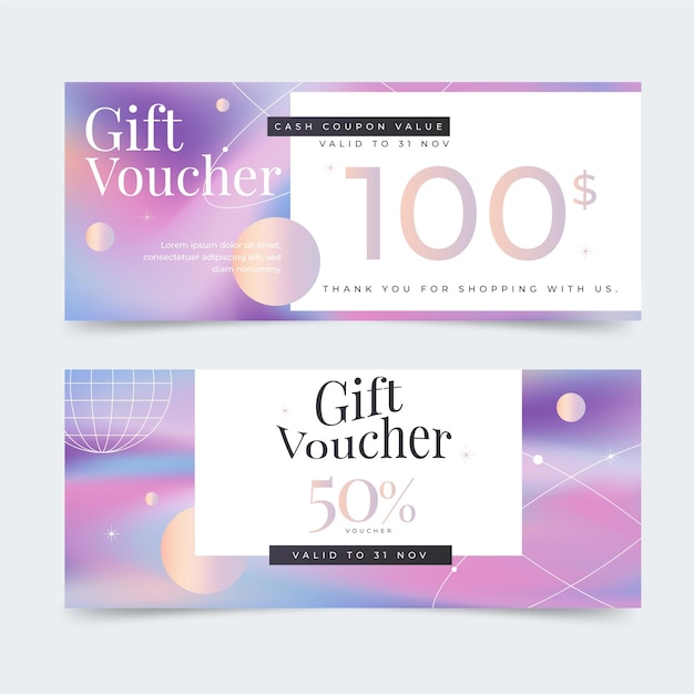 Gradient gift voucher banners with discount