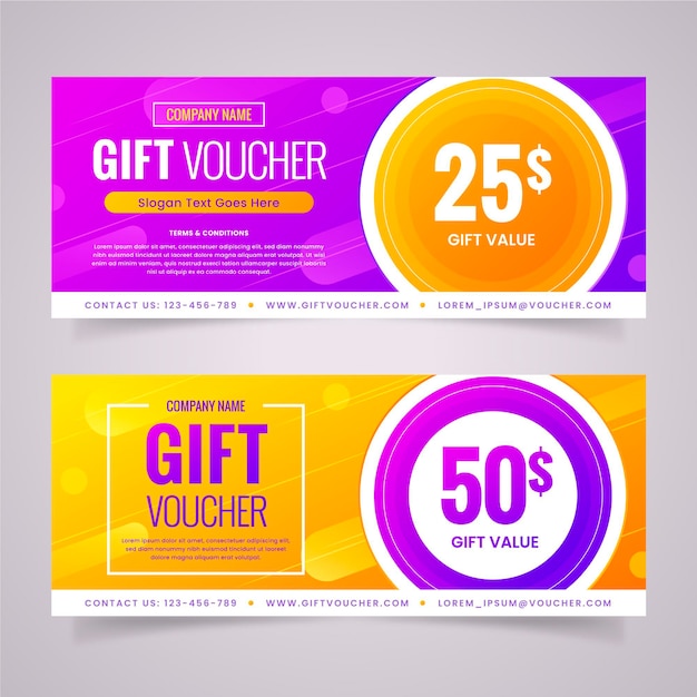 Free Vector gradient gift voucher banners