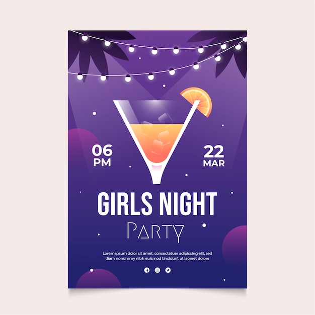 Gradient girls night flyer design