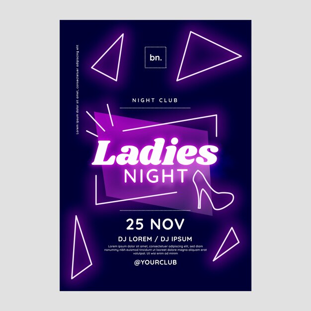 Gradient girls night neon poster template