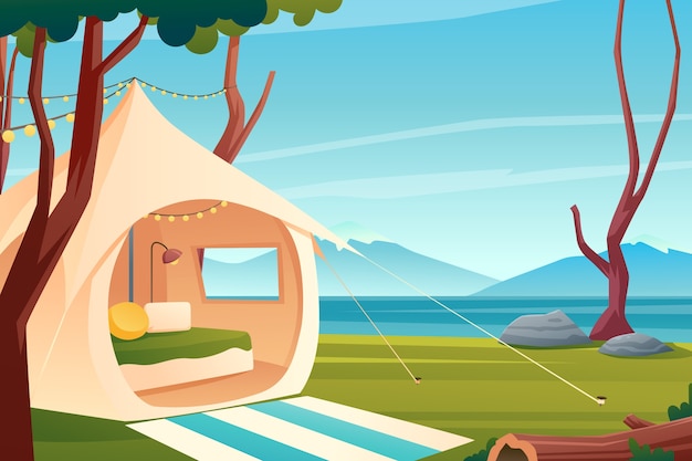 Gradient glamping illustration