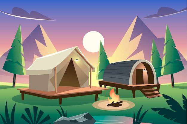 Free Vector gradient glamping illustration