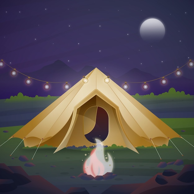 Free Vector gradient glamping illustration