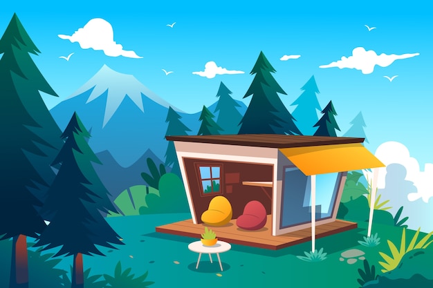 Free vector gradient glamping illustration