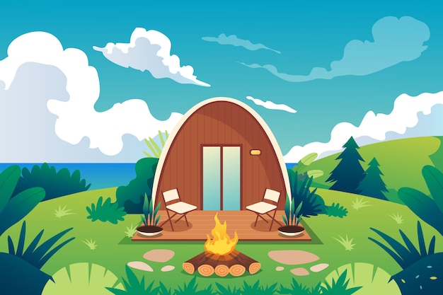 Free Vector gradient glamping illustration