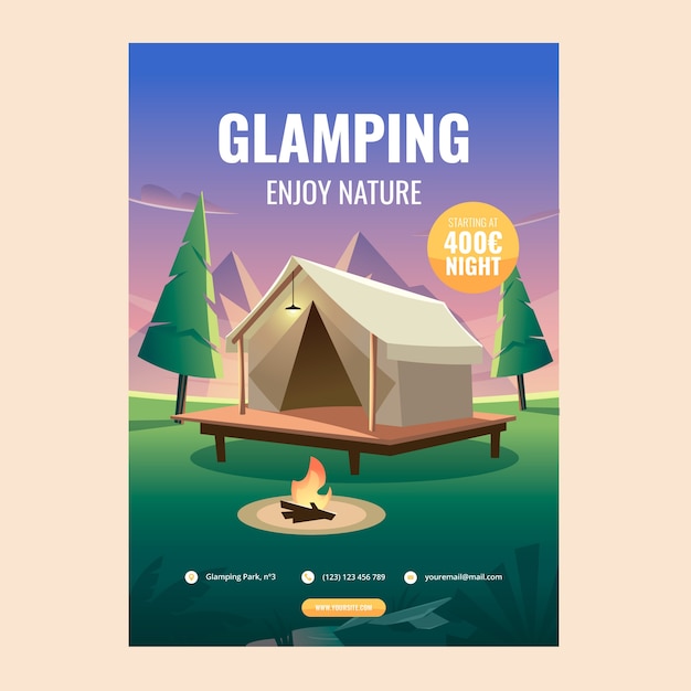 Free Vector gradient glamping poster template