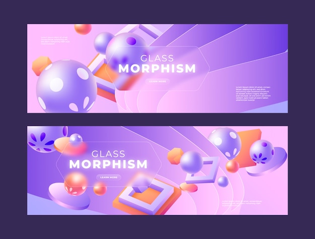 Free Vector gradient glassmorphism horizontal banner