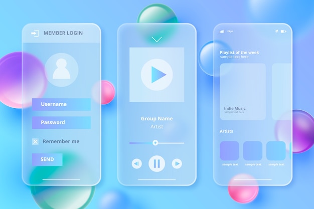 Gradient glassmorphism mobile app template