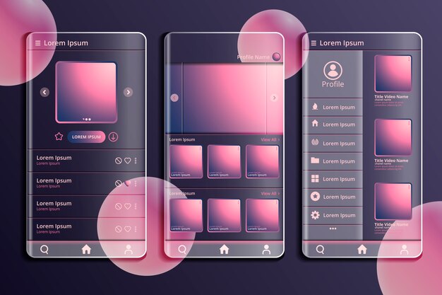 Gradient glassmorphism mobile app template