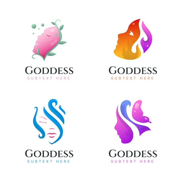 Free Vector gradient goddess logo collection