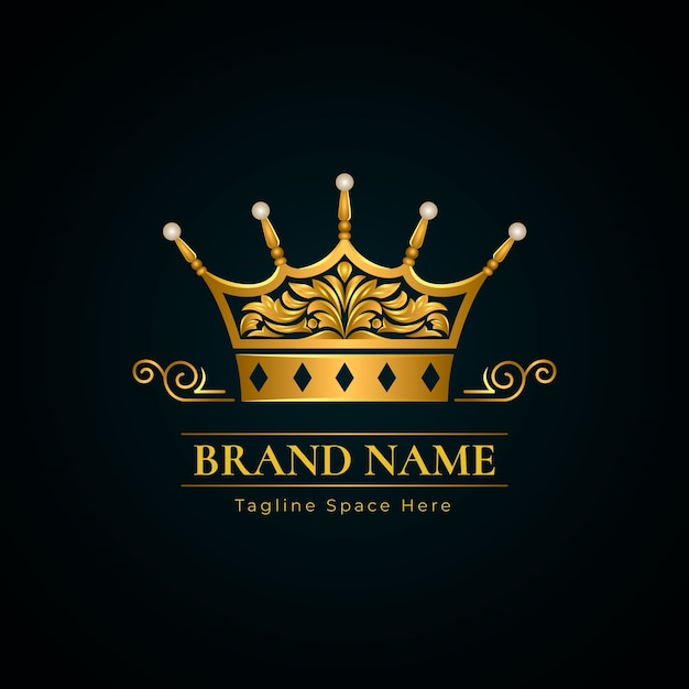 Gradient gold crown logo template