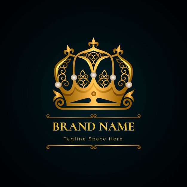 Gradient gold crown logo template